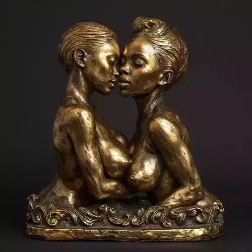 Golden Intertwined Figures A Naturalistic Evoking Intimacy