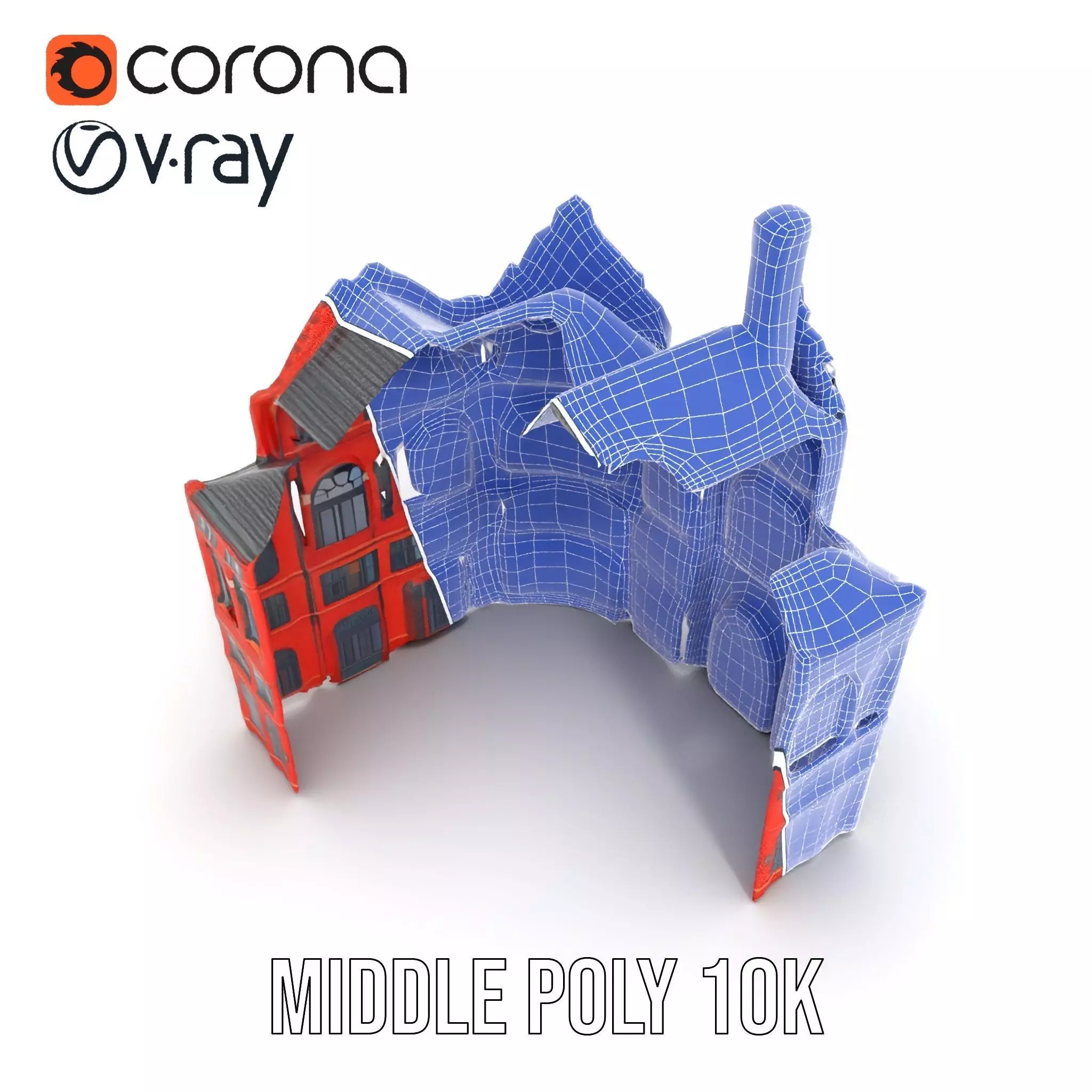 Historic Red Brick Building model pack Low-poly 3D model_27