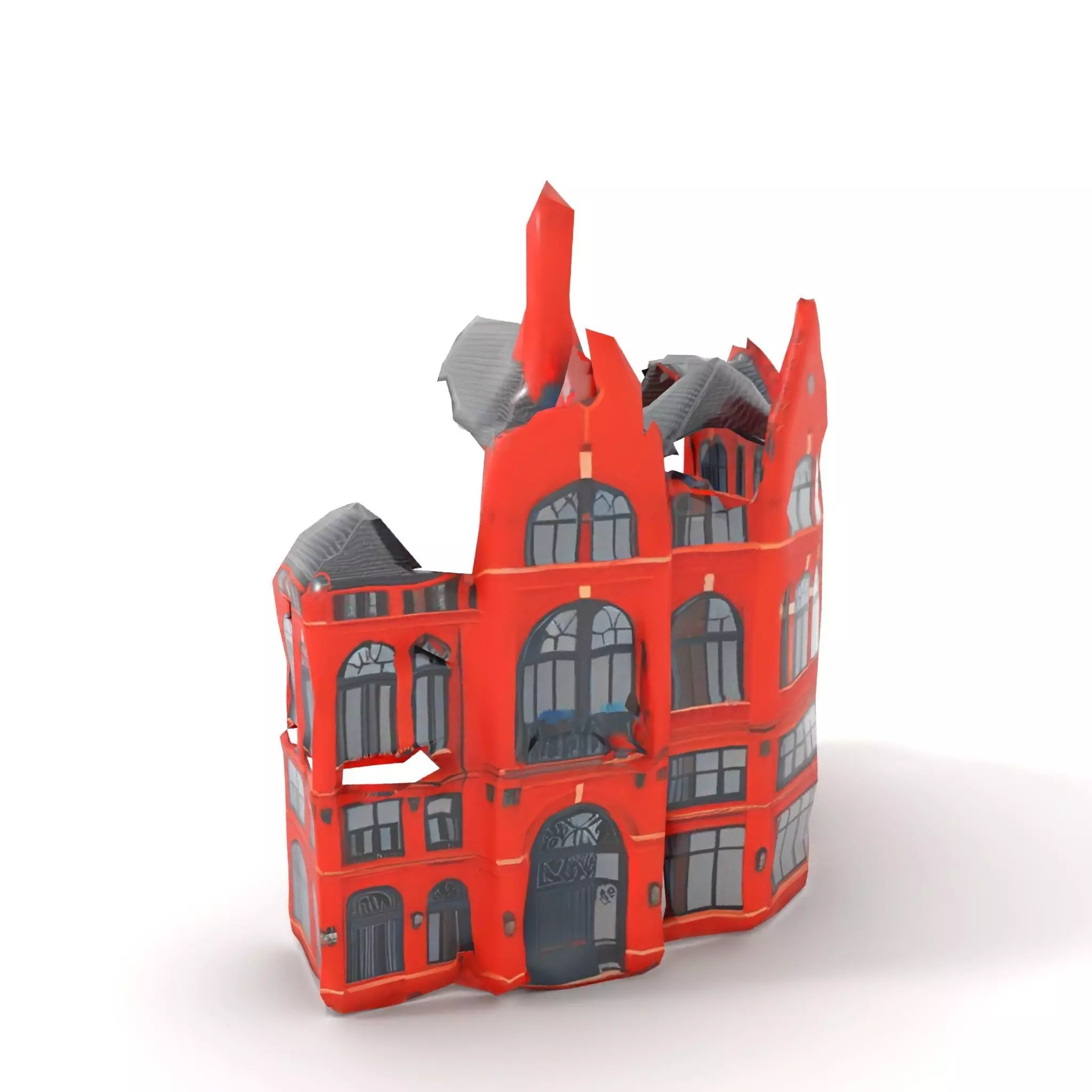 Historic Red Brick Building model pack Low-poly 3D model_16