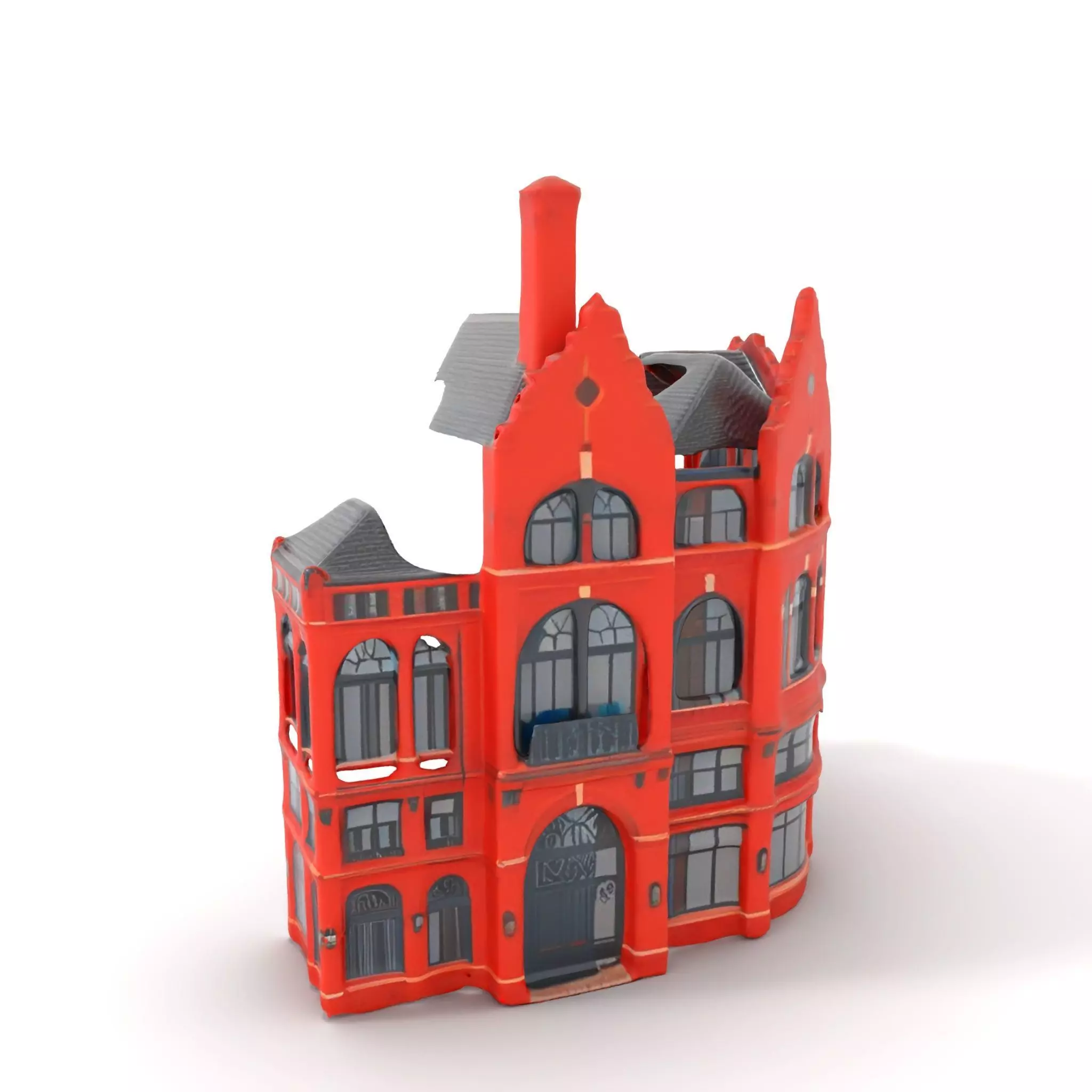 Historic Red Brick Building model pack Low-poly 3D model_0