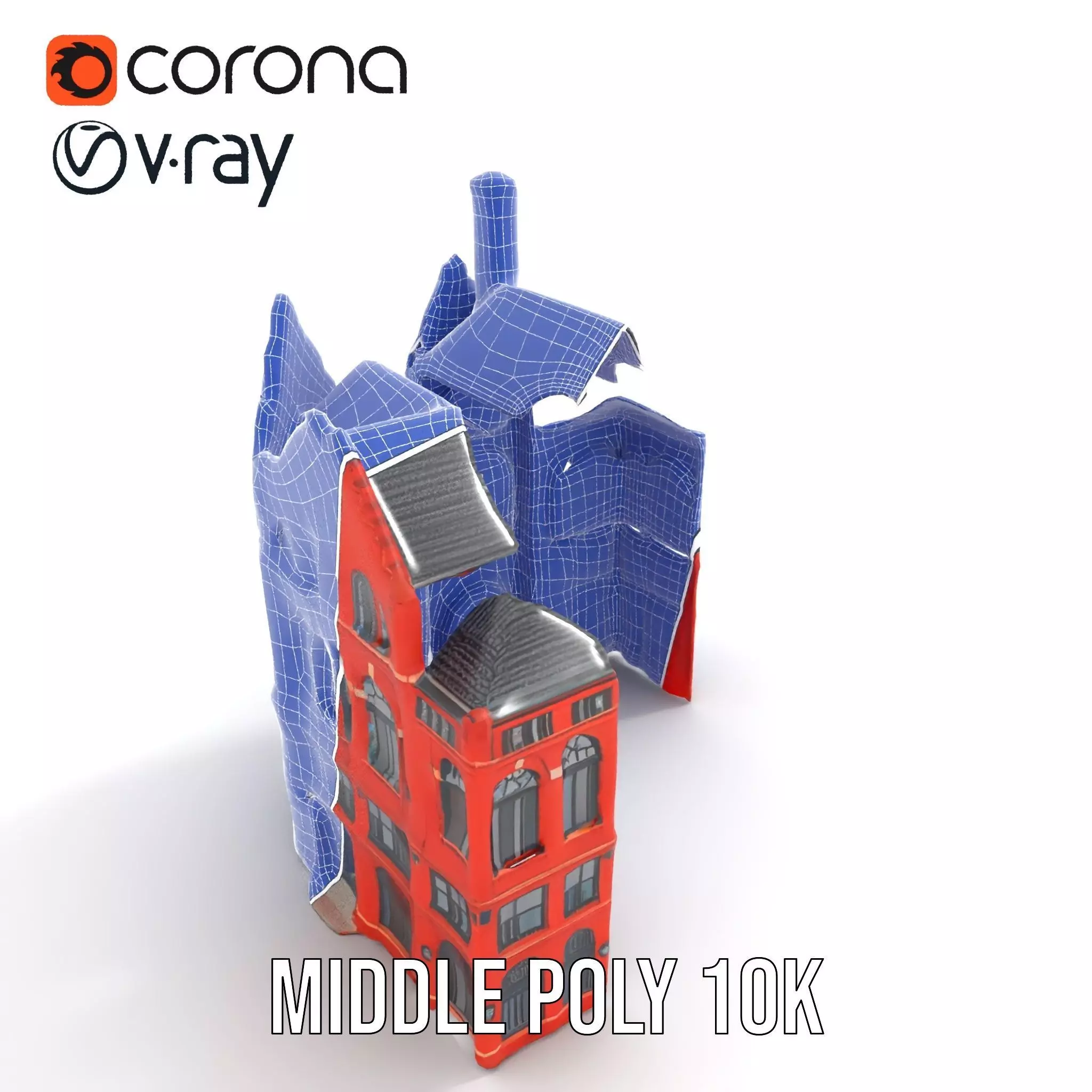 Historic Red Brick Building model pack Low-poly 3D model_21