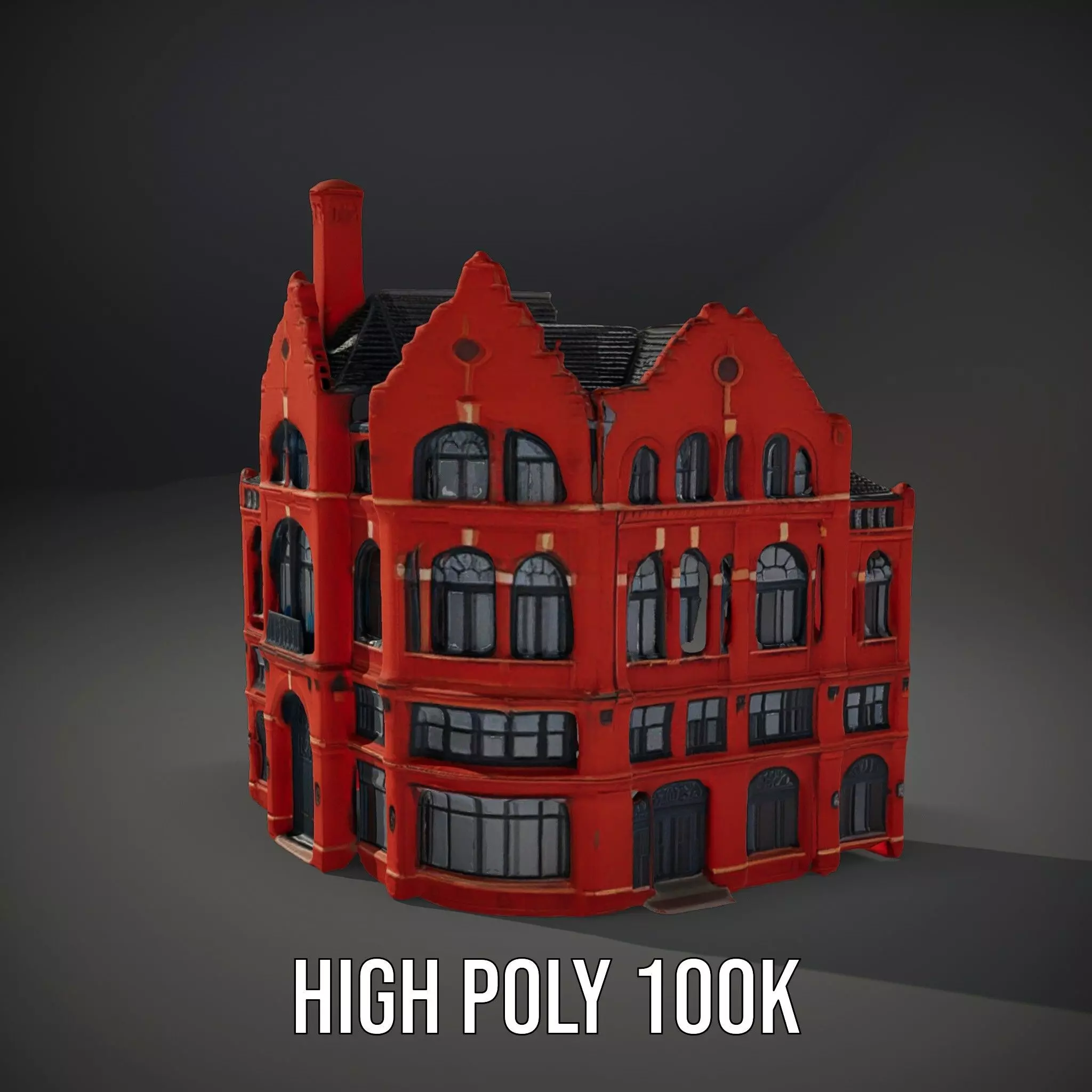 Historic Red Brick Building model pack Low-poly 3D model_12