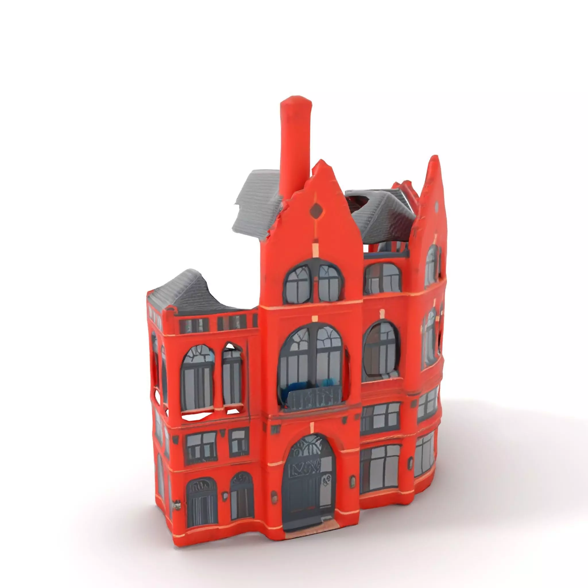 Historic Red Brick Building model pack Low-poly 3D model_13