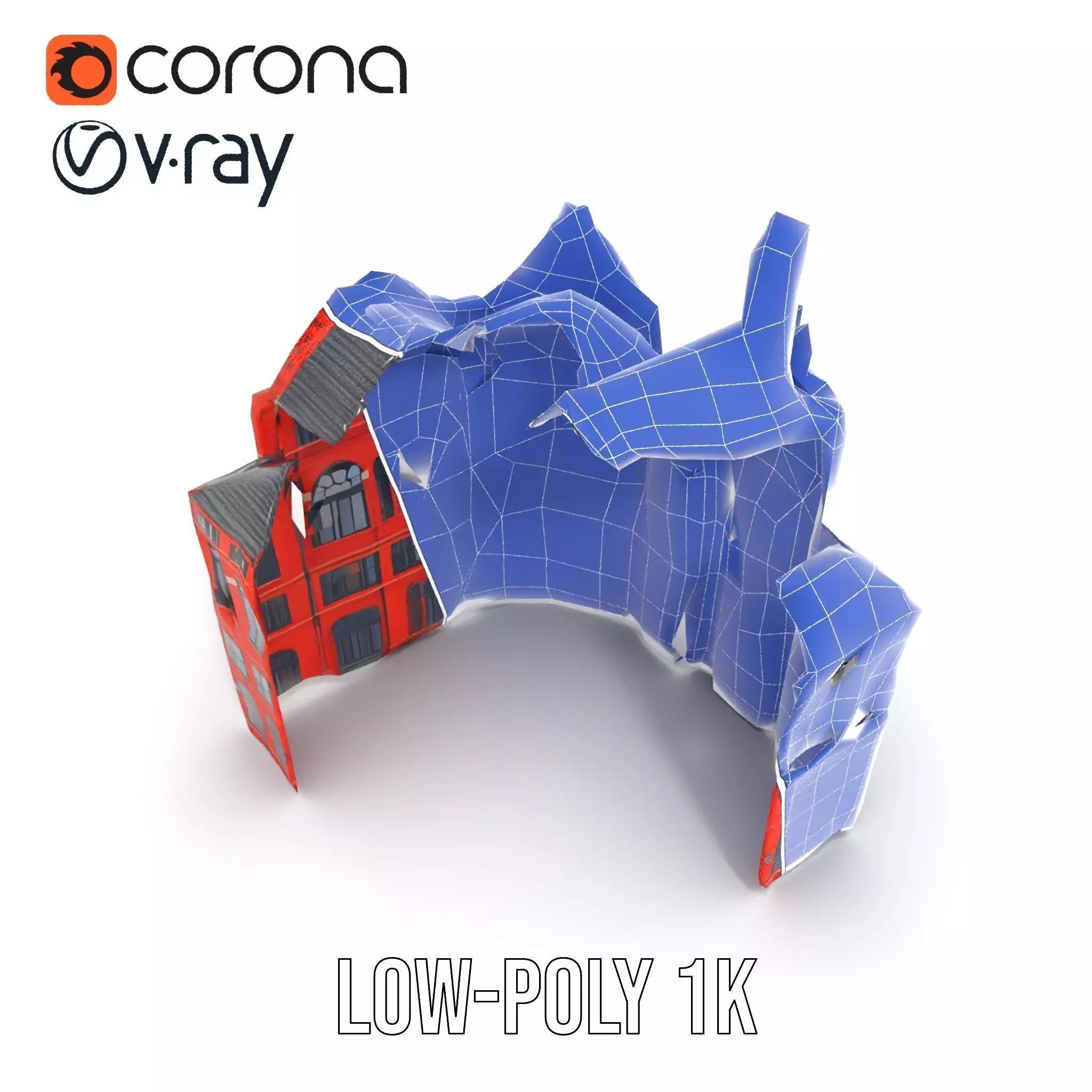 Historic Red Brick Building model pack Low-poly 3D model_19