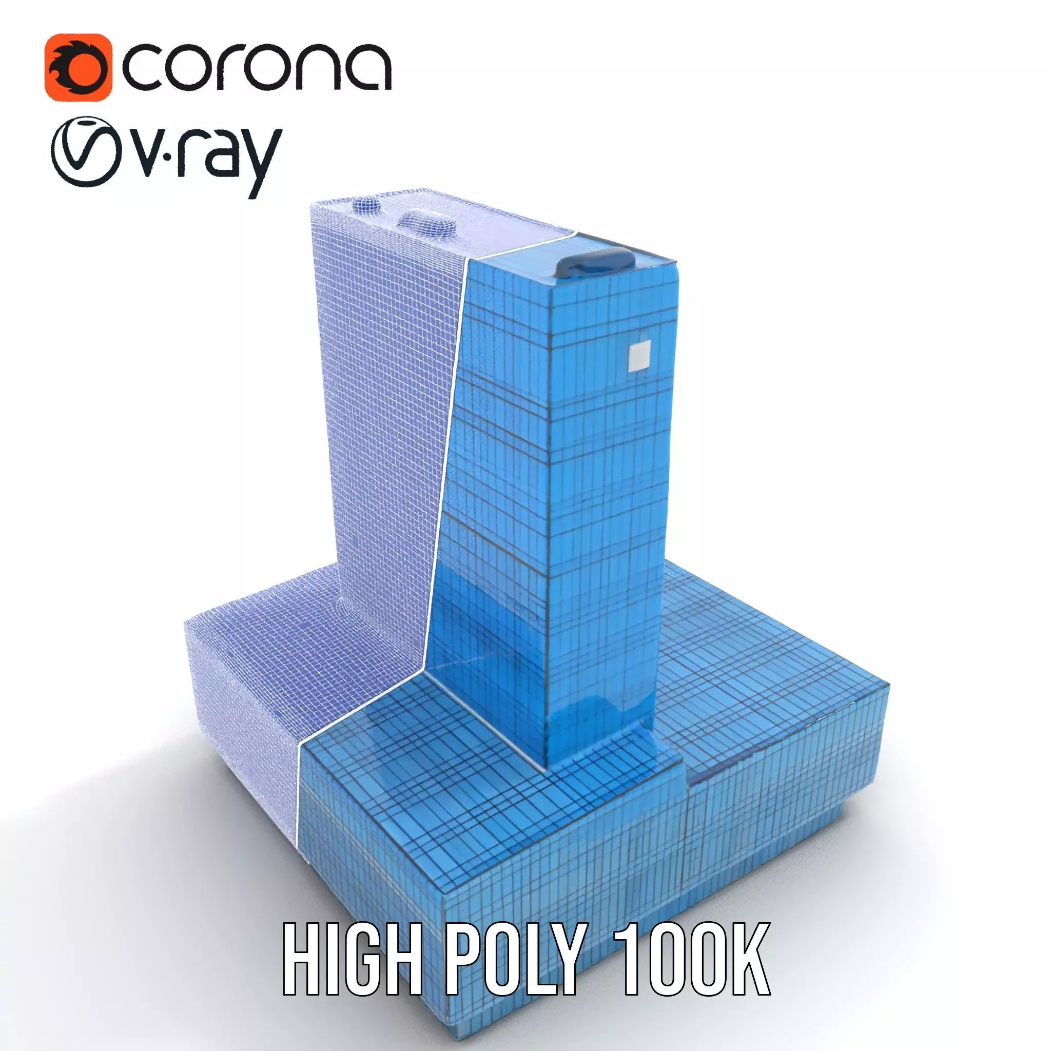Azure Glass Skyscraper model pack Low-poly 3D model_17