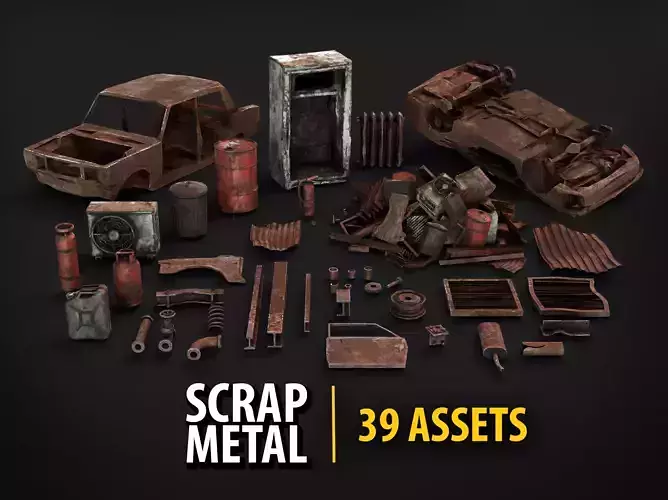 Rusty Industrial Scrap Debris Pack - 39 Assets PBR Game Ready