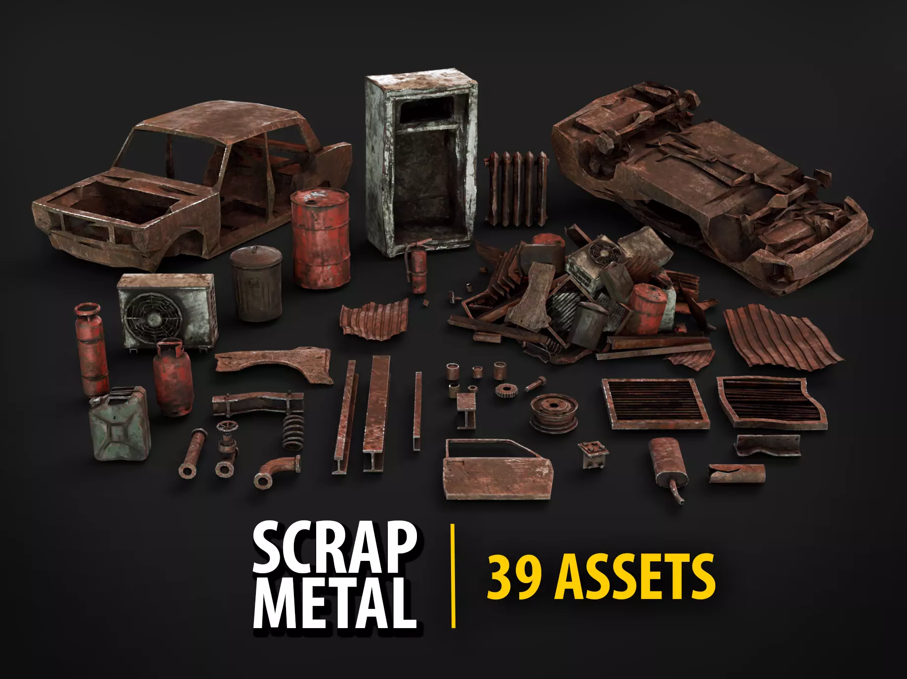 Rusty Industrial Scrap Debris Pack - 39 Assets PBR Game Ready Low-poly 3D model_0