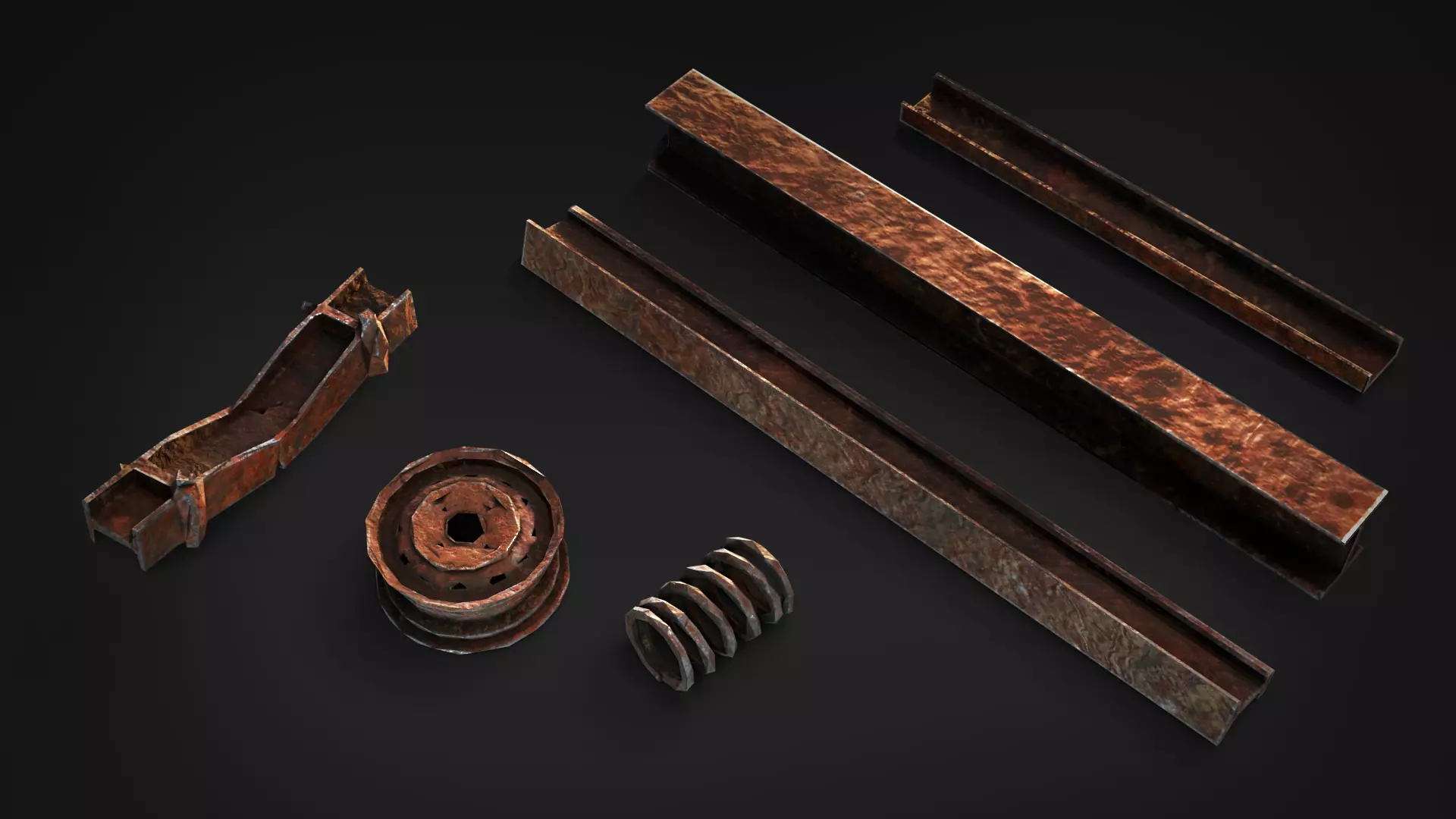 Rusty Industrial Scrap Debris Pack - 39 Assets PBR Game Ready Low-poly 3D model_13
