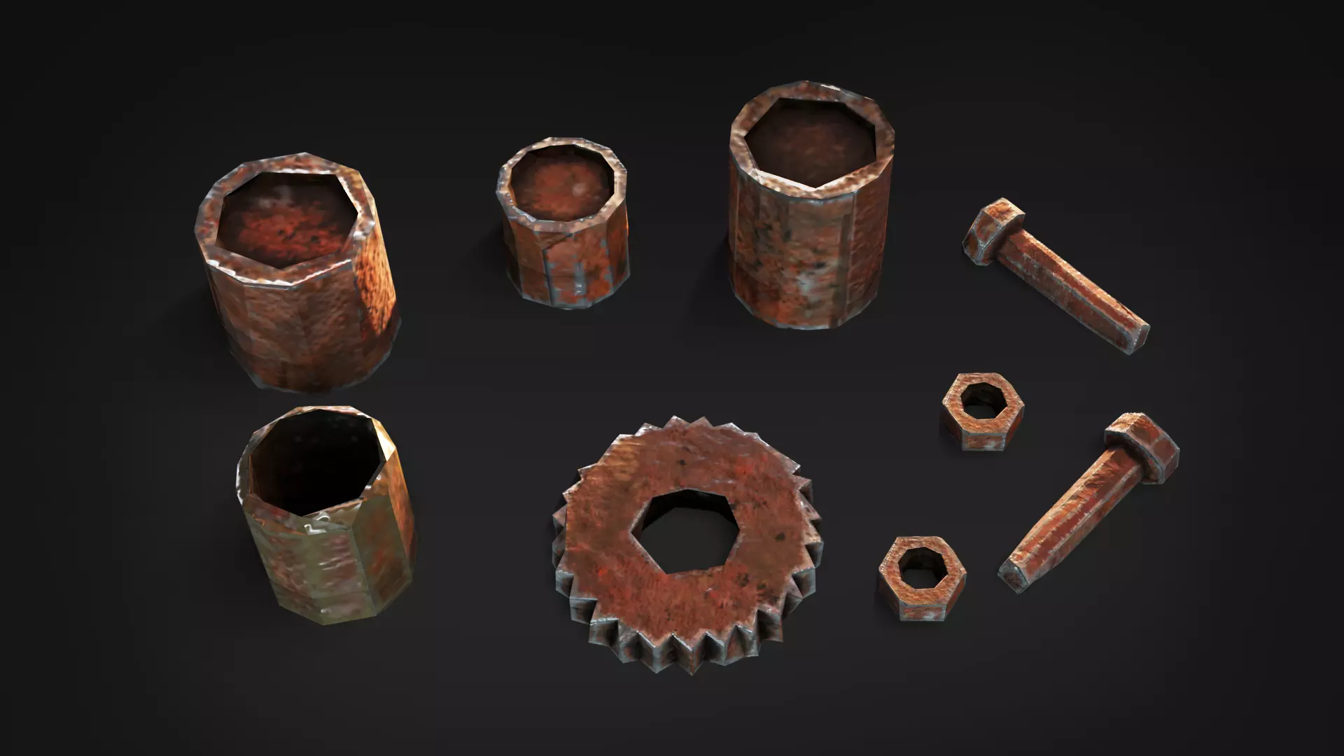 Rusty Industrial Scrap Debris Pack - 39 Assets PBR Game Ready Low-poly 3D model_14