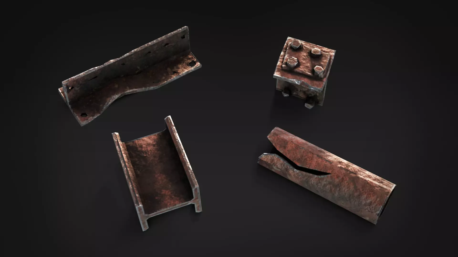 Rusty Industrial Scrap Debris Pack - 39 Assets PBR Game Ready Low-poly 3D model_12