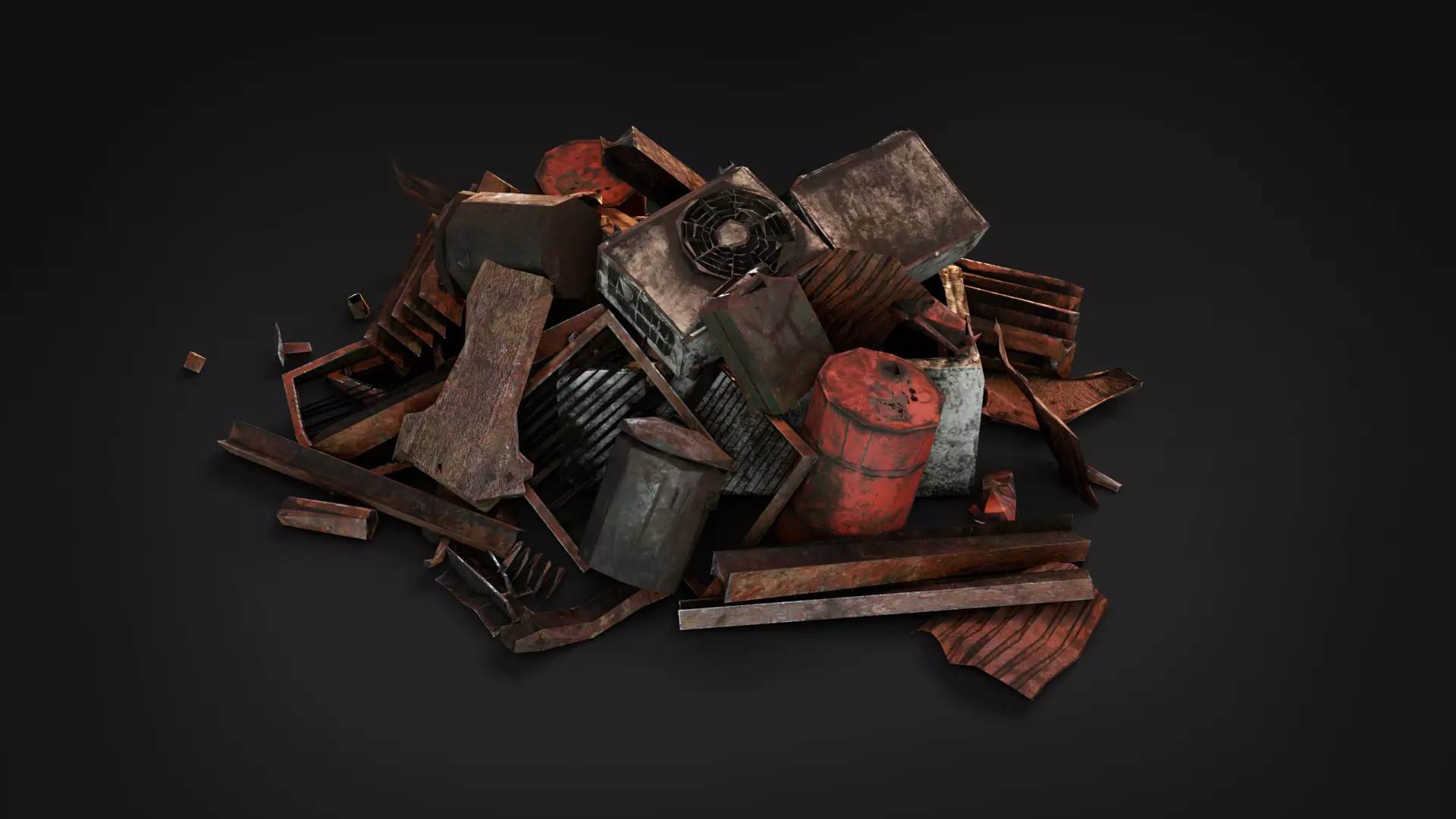 Rusty Industrial Scrap Debris Pack - 39 Assets PBR Game Ready Low-poly 3D model_6