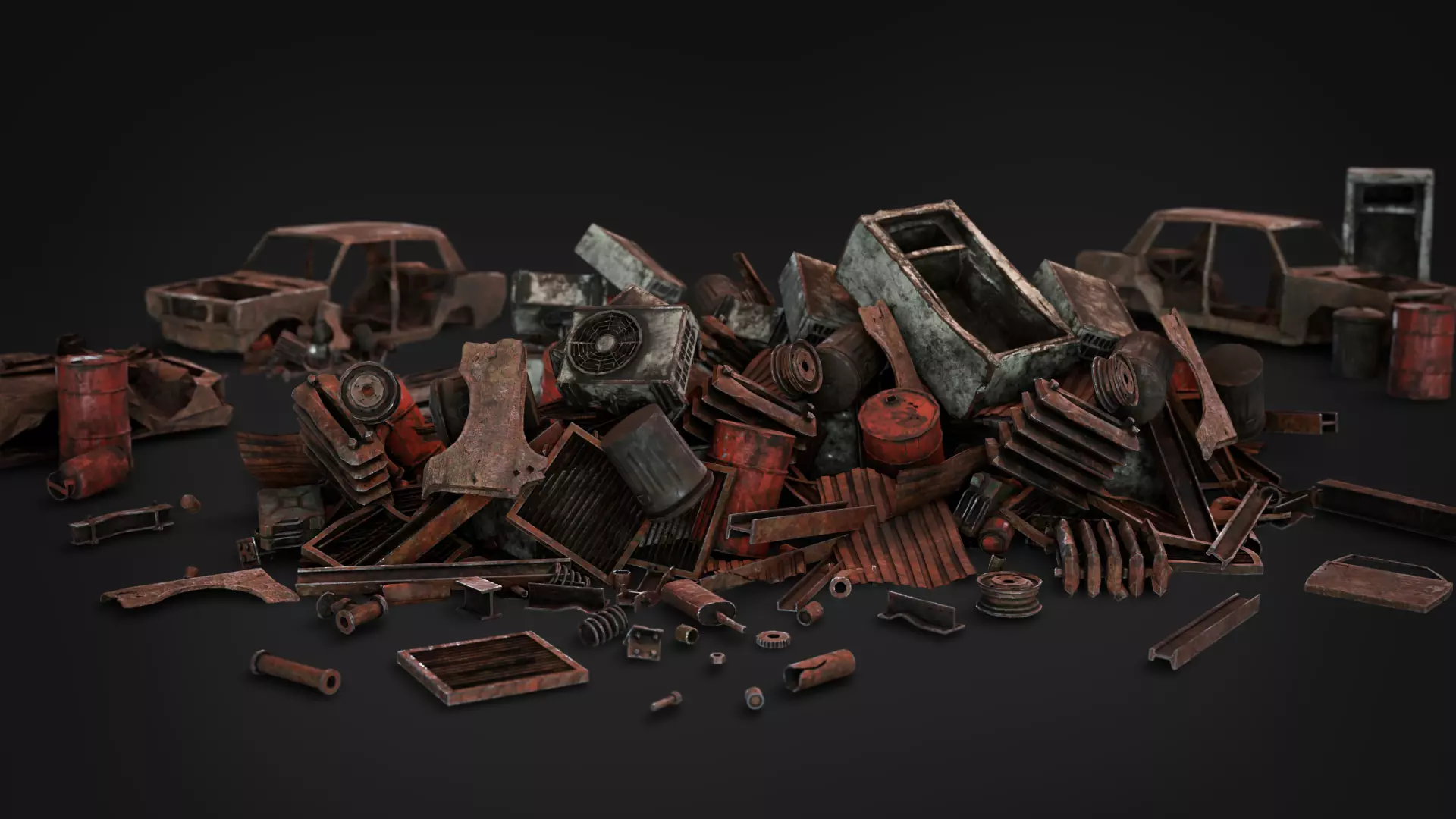 Rusty Industrial Scrap Debris Pack - 39 Assets PBR Game Ready Low-poly 3D model_1