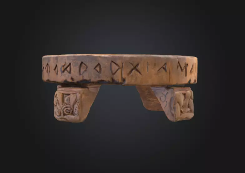 Runic Wooden Stand Low-poly 3D model_4