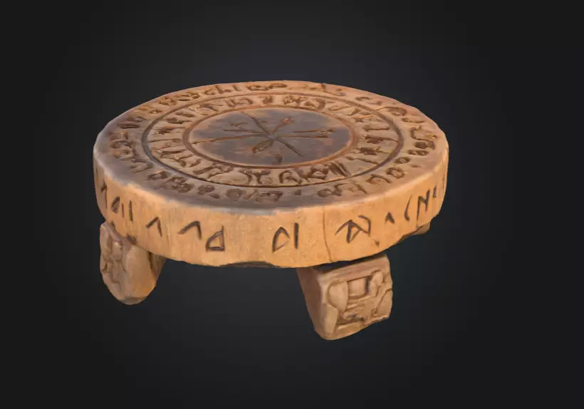 Runic Wooden Stand Low-poly 3D model_2
