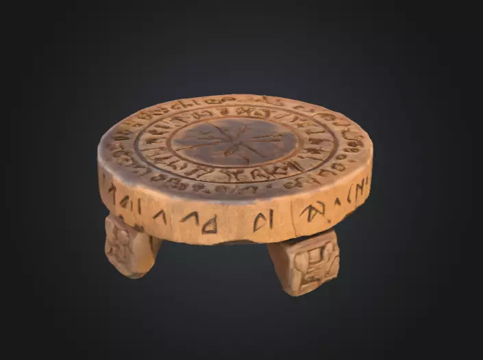 Runic Wooden Stand Low-poly 3D model_9