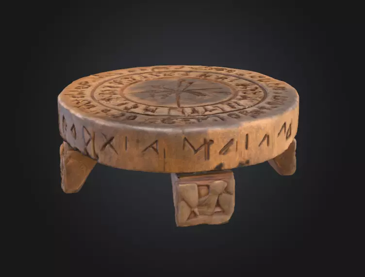 Runic Wooden Stand Low-poly 3D model_3