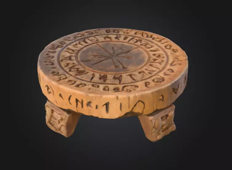Runic Wooden Stand Low-poly 3D model_1