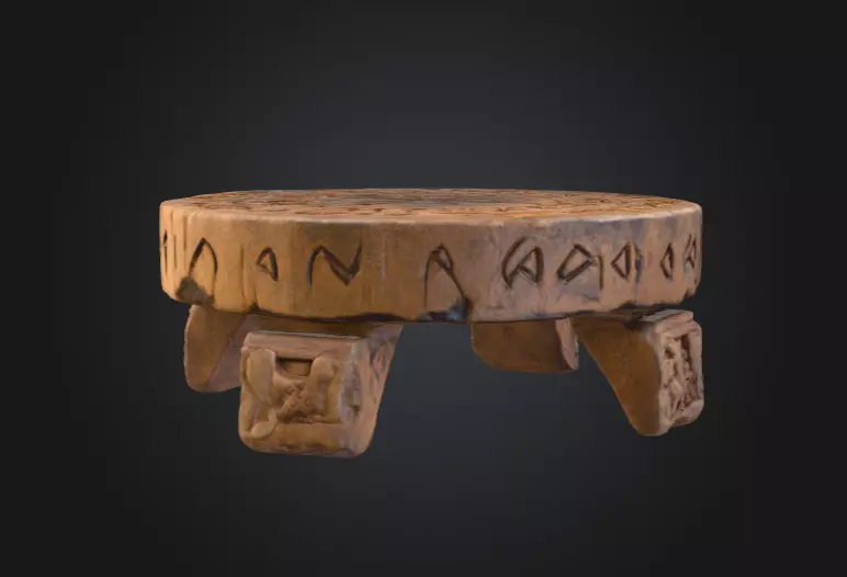 Runic Wooden Stand Low-poly 3D model_6