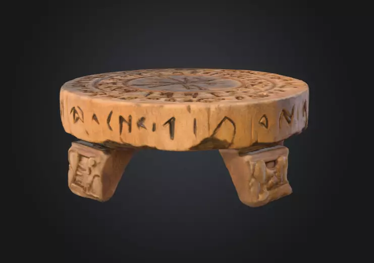 Runic Wooden Stand Low-poly 3D model_7