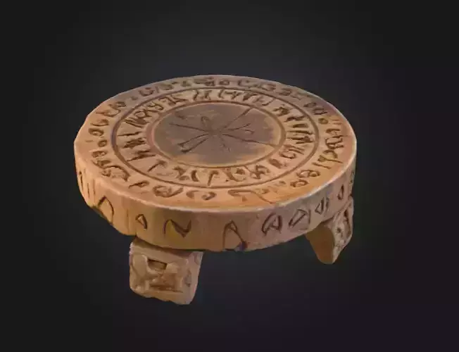 Runic Wooden Stand Low-poly 3D model