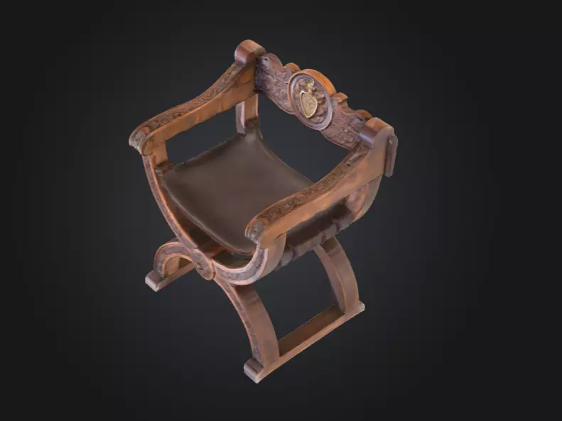 Antique Carved Chair Low-poly 3D model_9