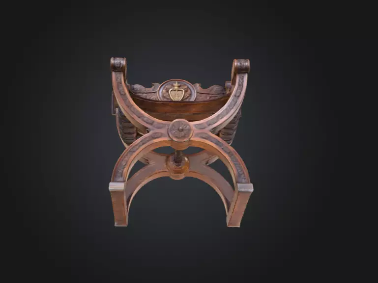 Antique Carved Chair Low-poly 3D model_11