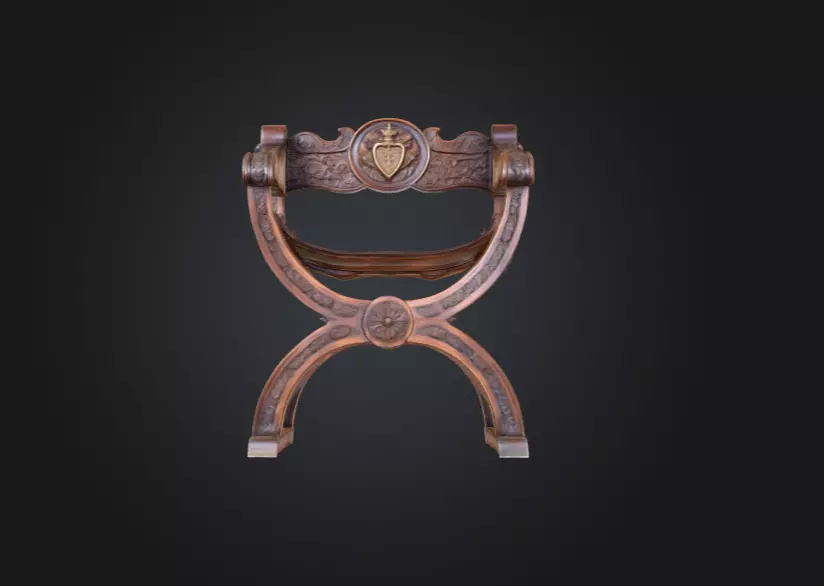 Antique Carved Chair Low-poly 3D model_1