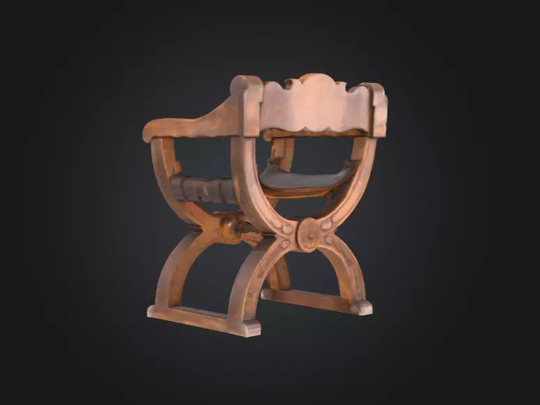 Antique Carved Chair Low-poly 3D model_6