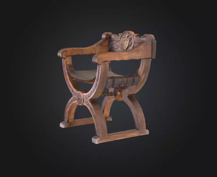 Antique Carved Chair Low-poly 3D model_7