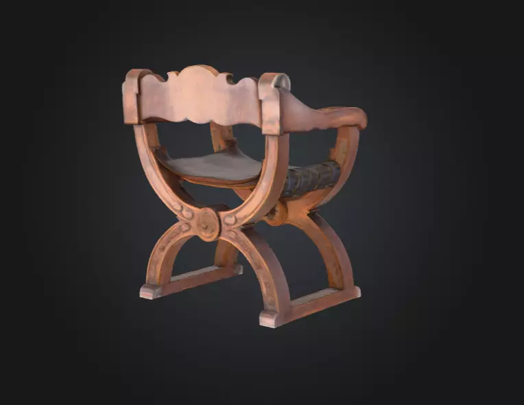Antique Carved Chair Low-poly 3D model_4