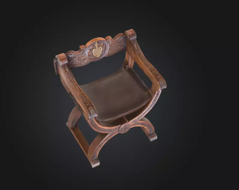 Antique Carved Chair Low-poly 3D model_10