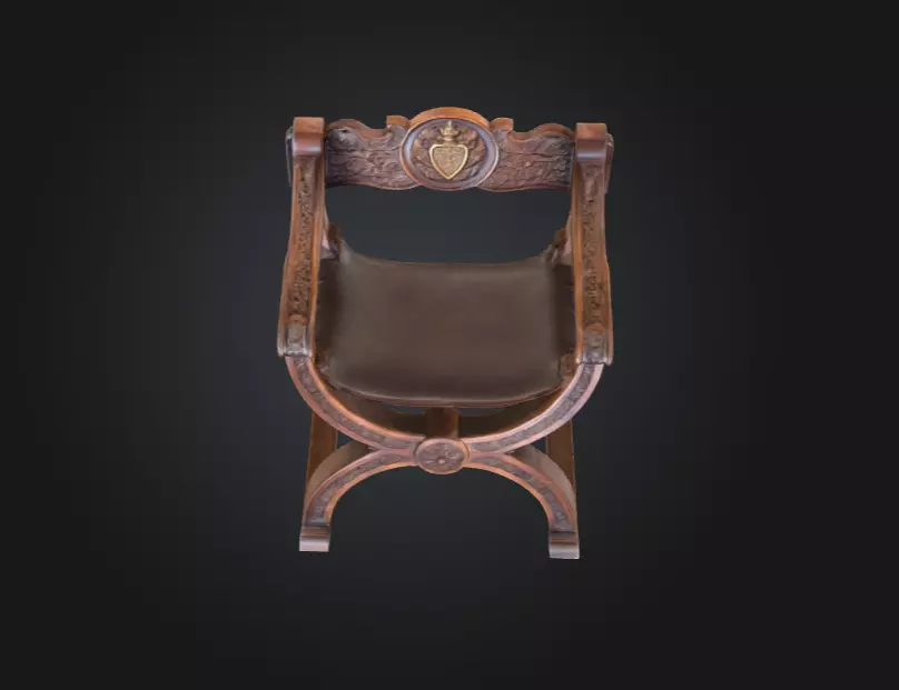 Antique Carved Chair Low-poly 3D model_8