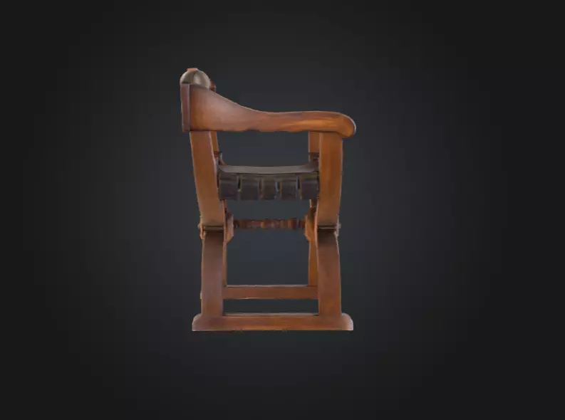 Antique Carved Chair Low-poly 3D model_3