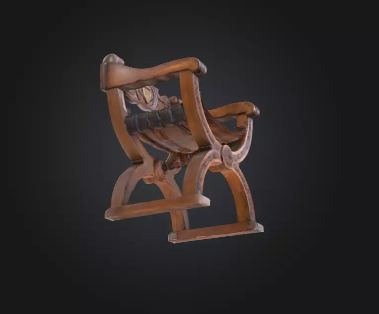Antique Carved Chair Low-poly 3D model_13