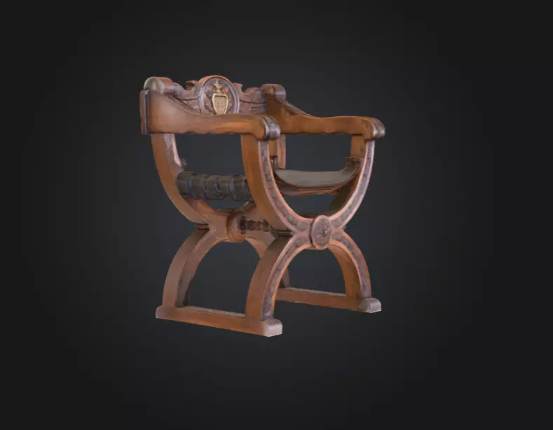 Antique Carved Chair Low-poly 3D model_2