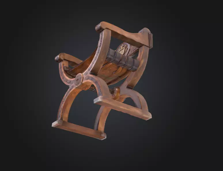 Antique Carved Chair Low-poly 3D model_12