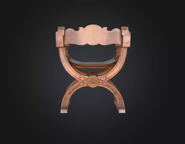 Antique Carved Chair Low-poly 3D model_5