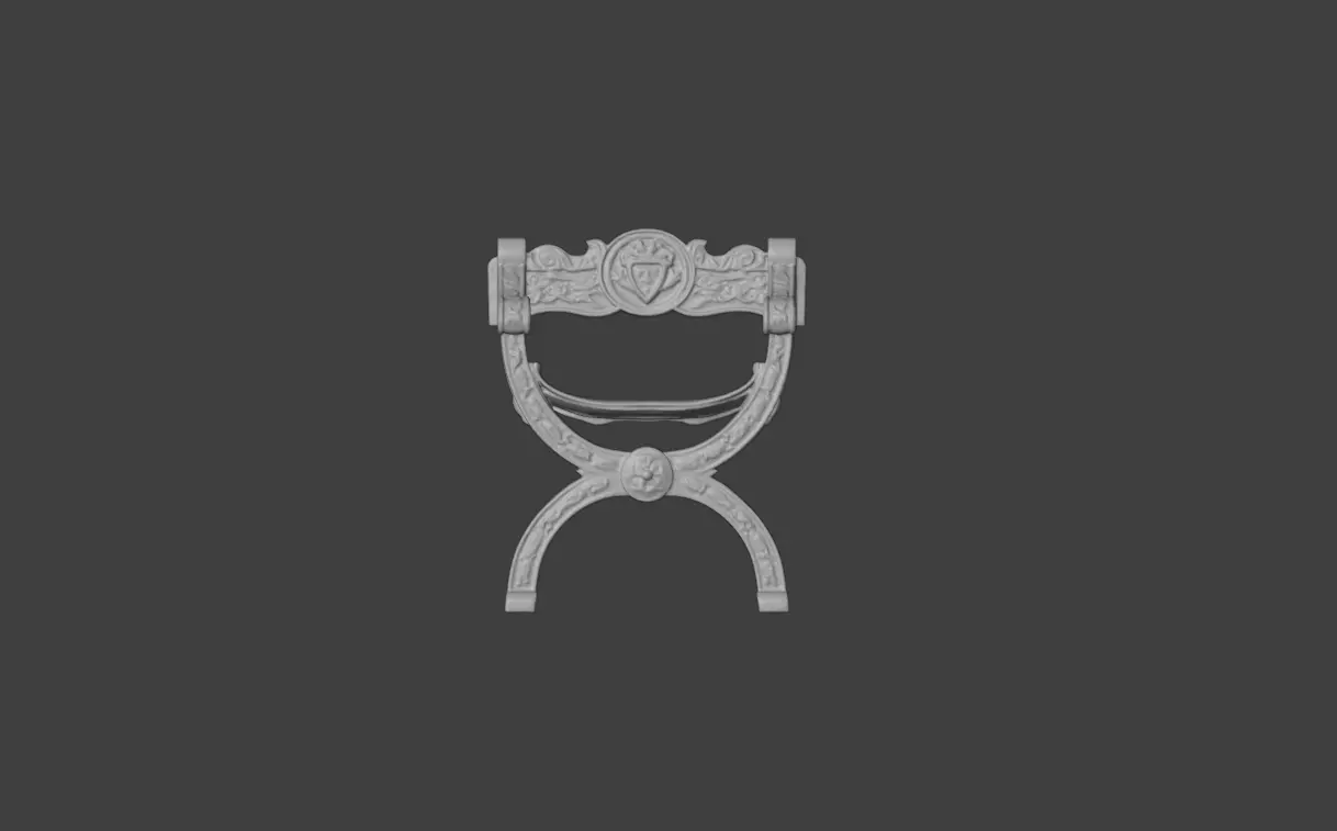 Antique Carved Chair Low-poly 3D model_16
