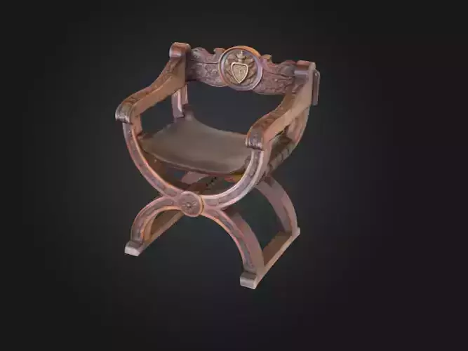 Antique Carved Chair Low-poly 3D model