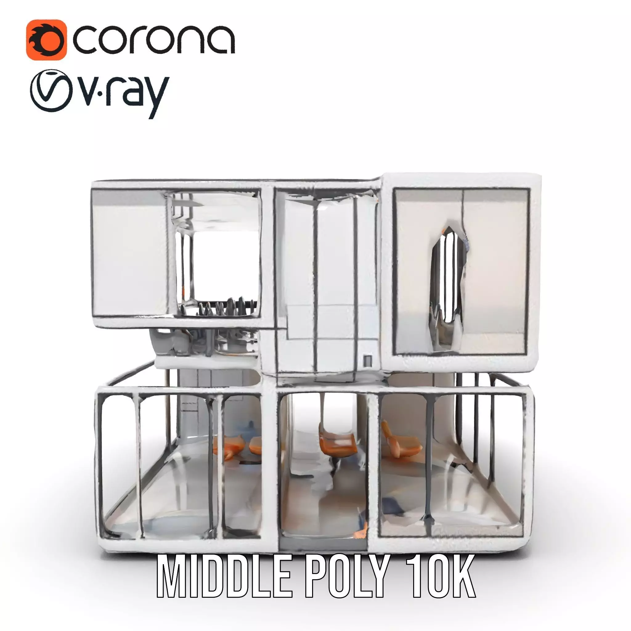 Modern Glass Building model pack Low-poly 3D model_14