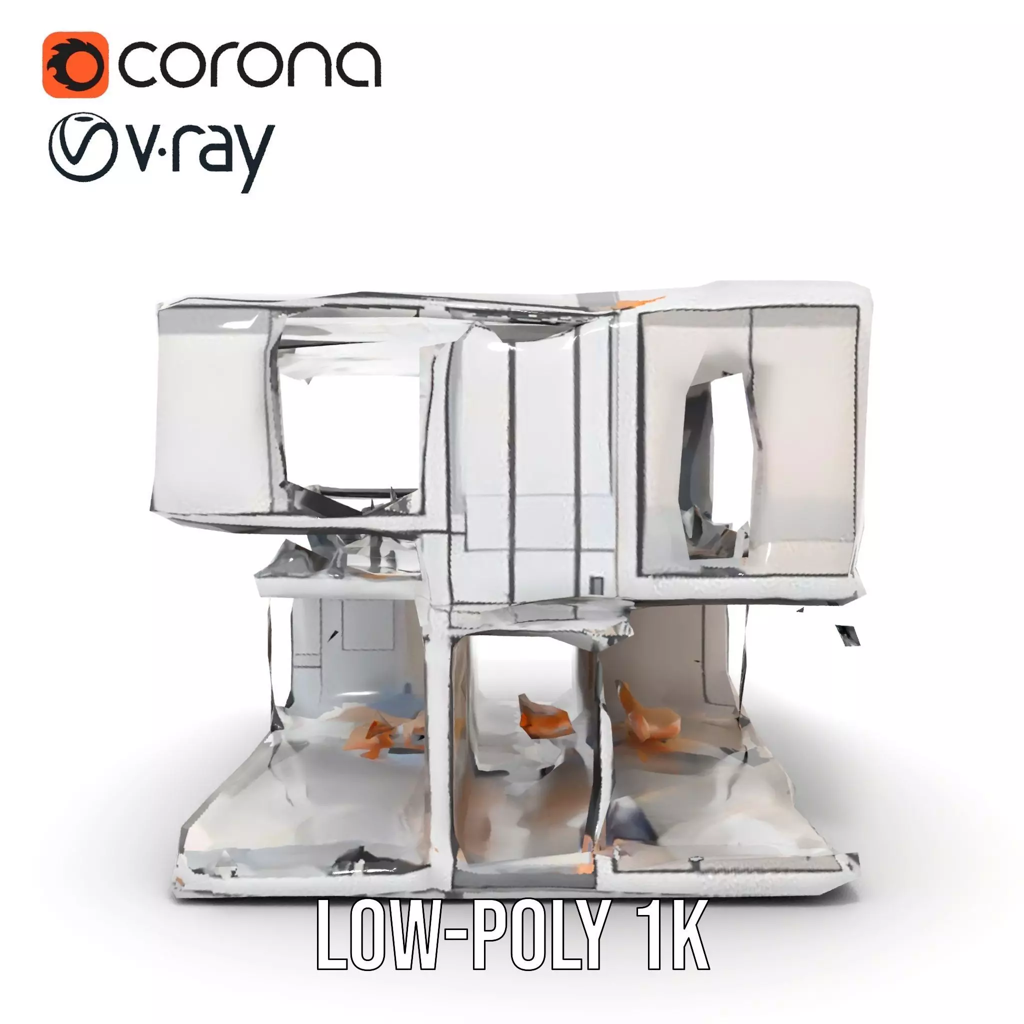 Modern Glass Building model pack Low-poly 3D model_17