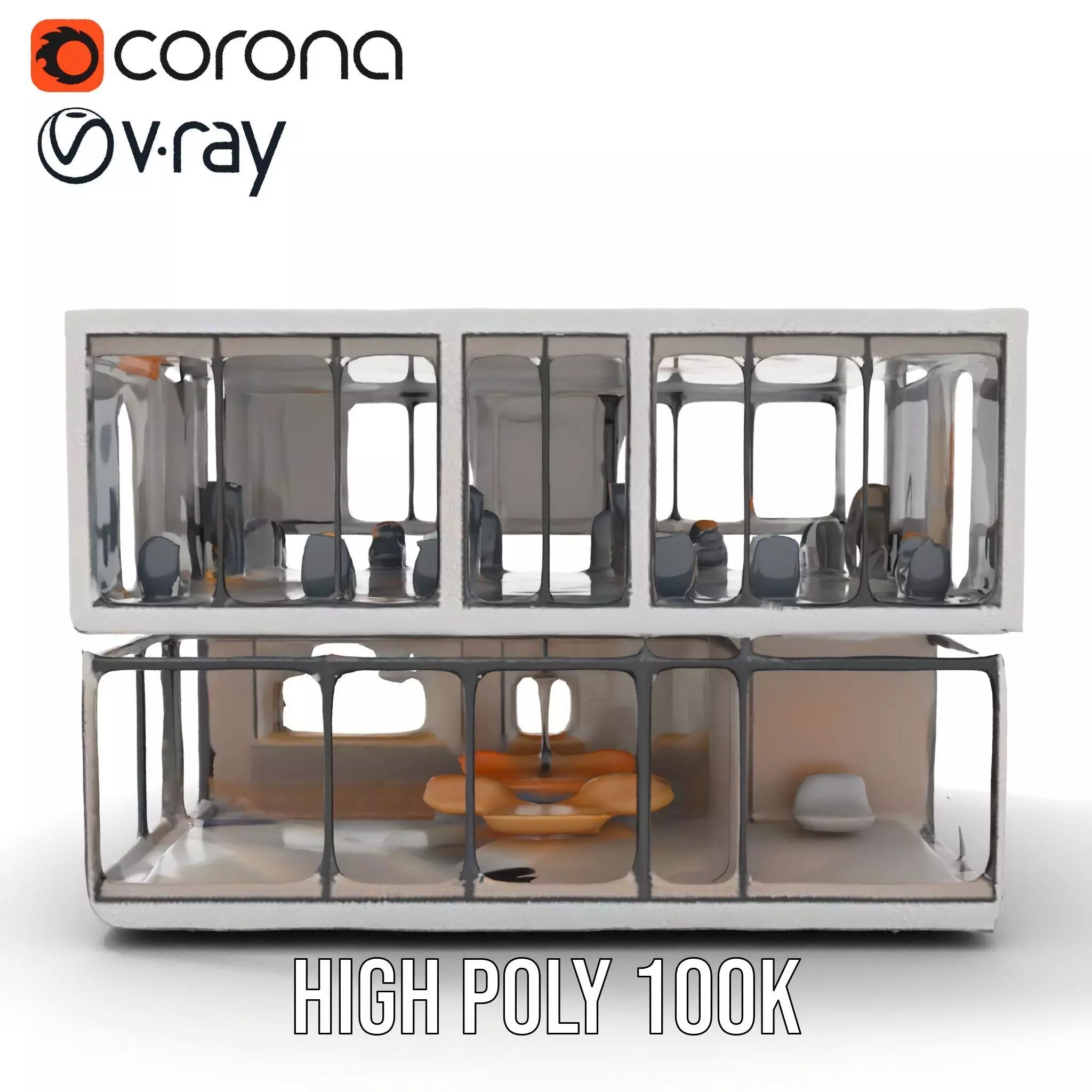 Modern Glass Building model pack Low-poly 3D model_23