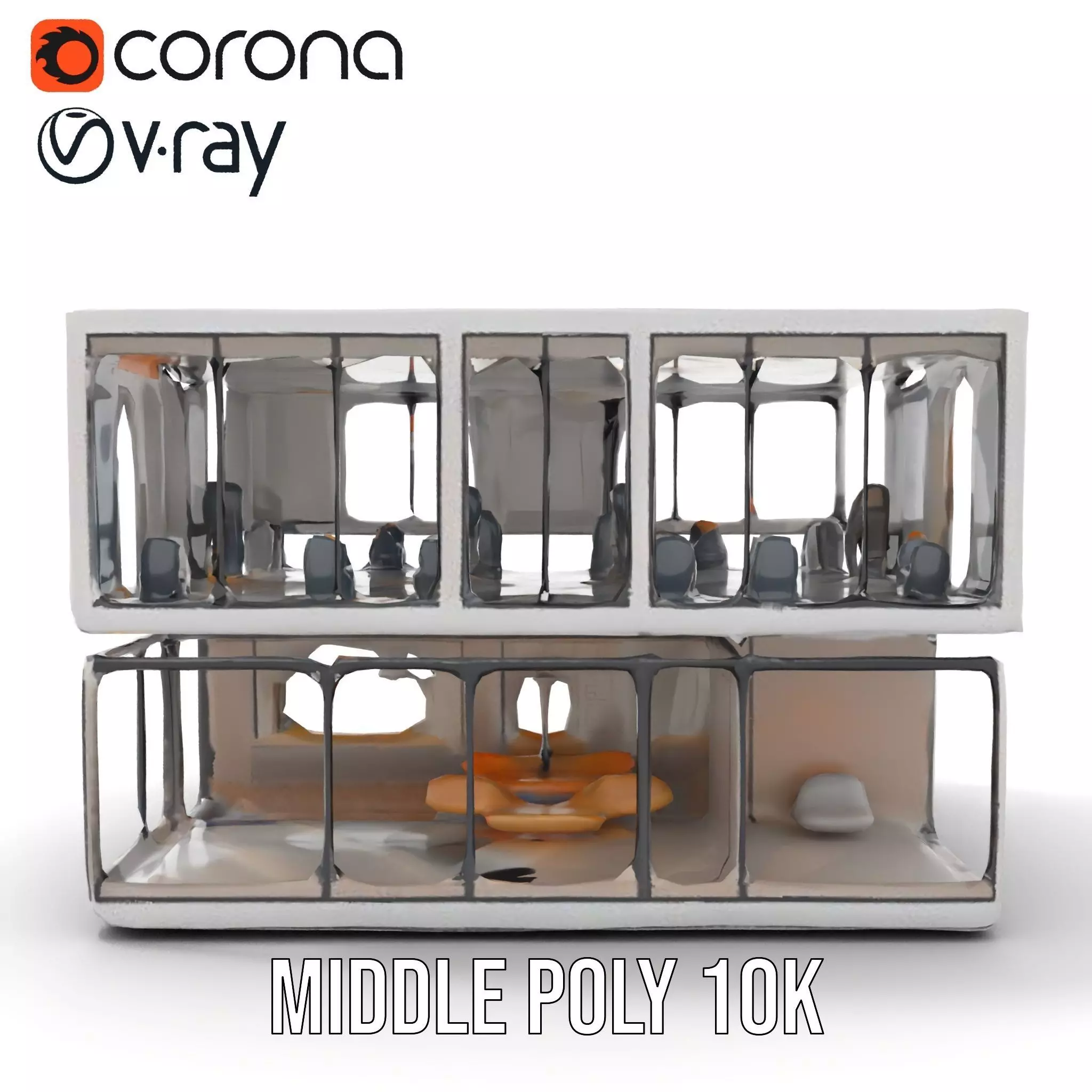 Modern Glass Building model pack Low-poly 3D model_11