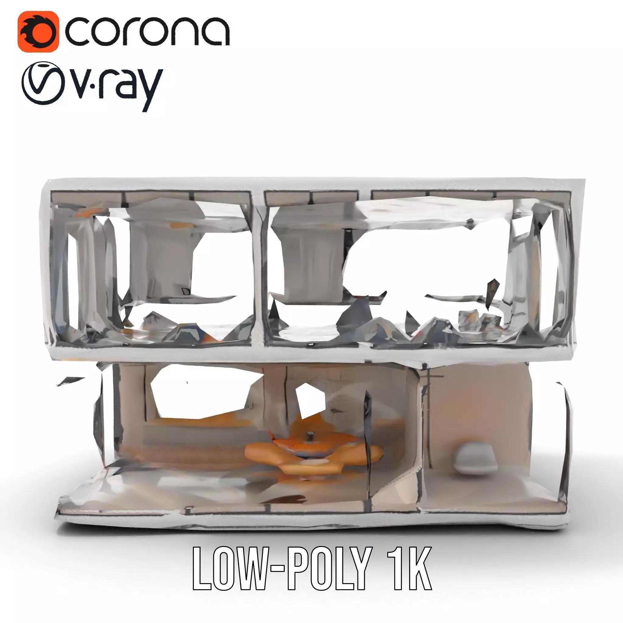 Modern Glass Building model pack Low-poly 3D model_15