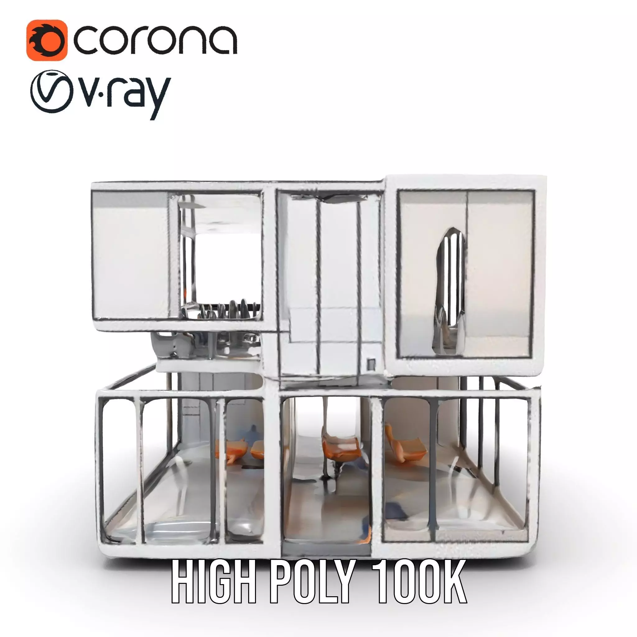 Modern Glass Building model pack Low-poly 3D model_32