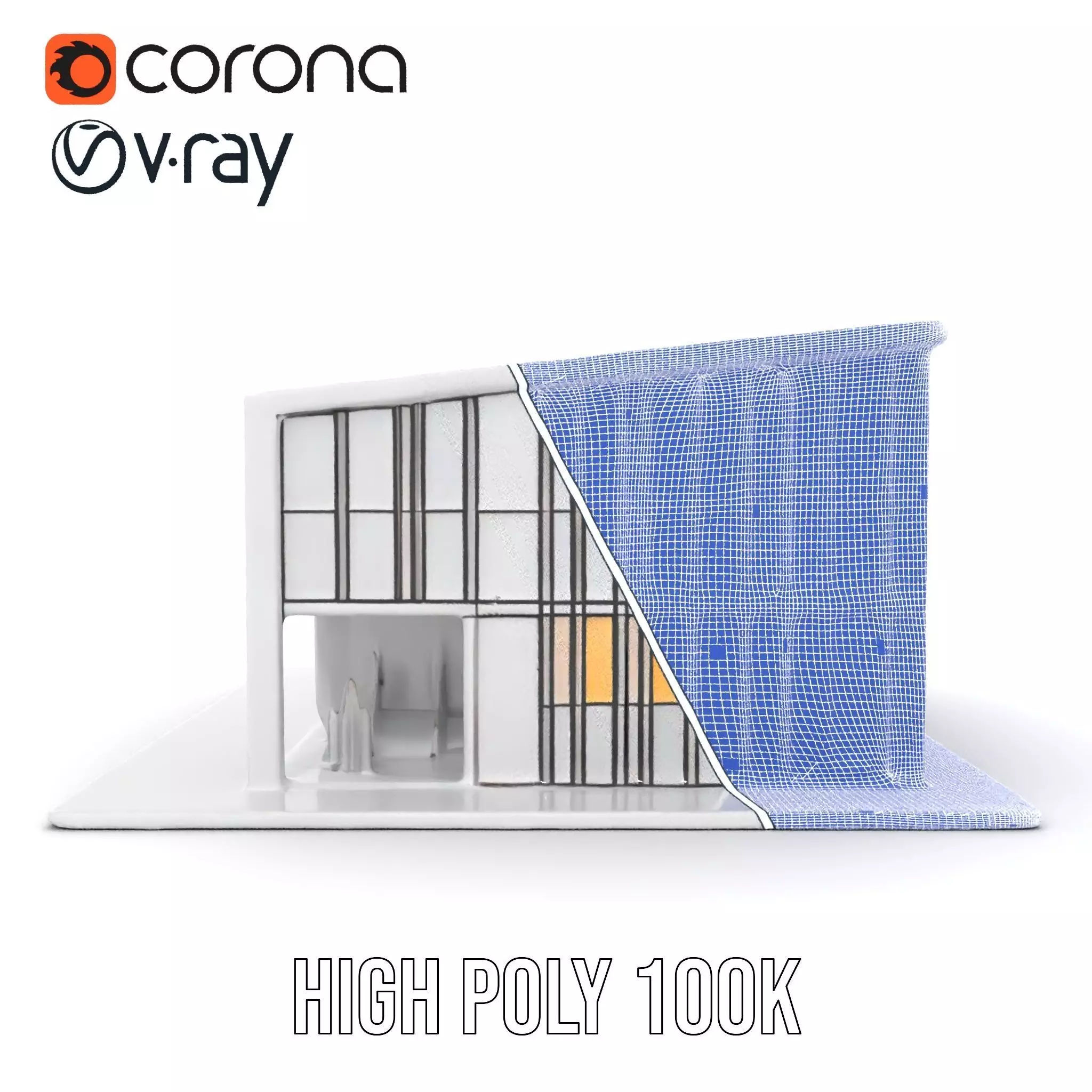 Contemporary Glass Facade model pack Low-poly 3D model_34