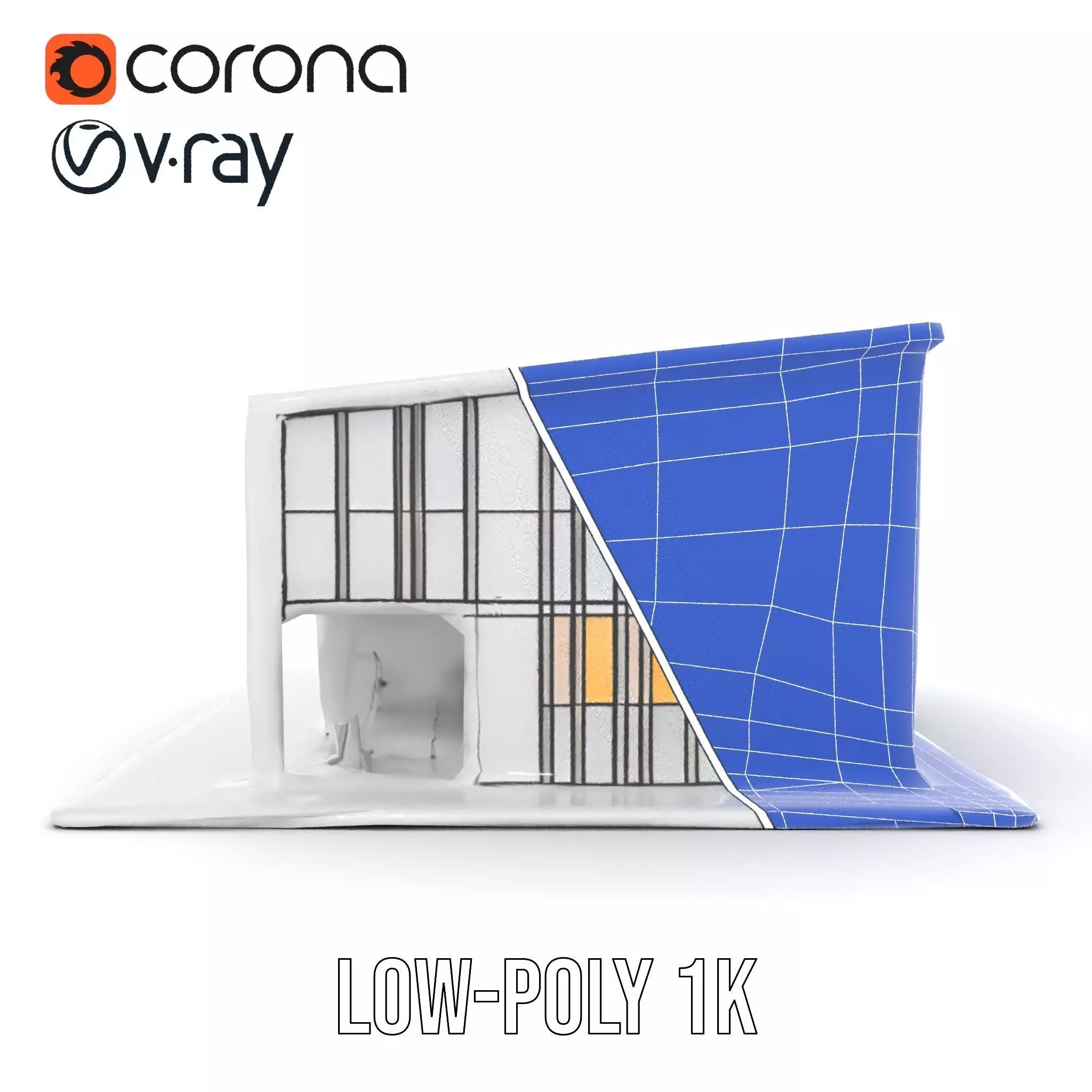 Contemporary Glass Facade model pack Low-poly 3D model_30