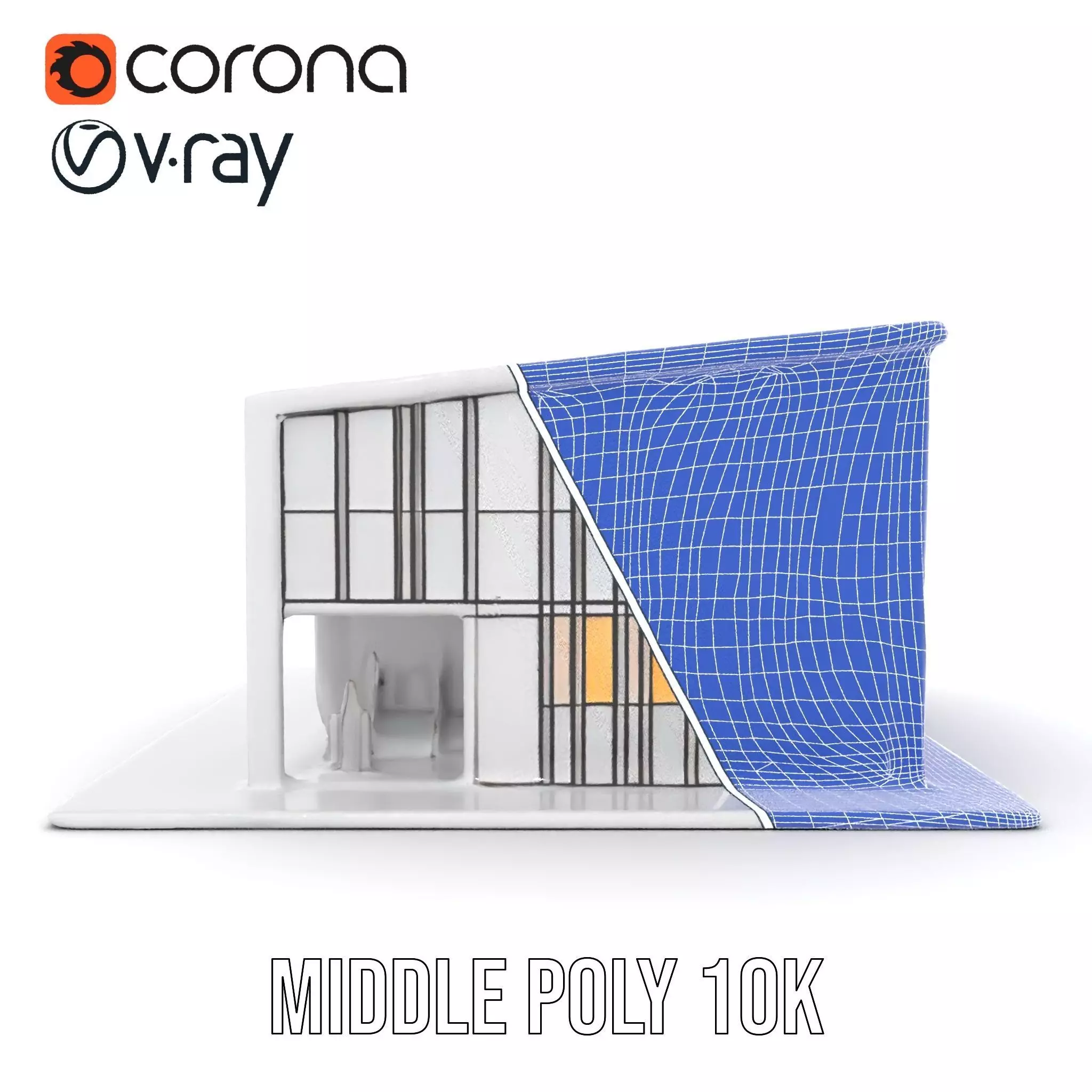 Contemporary Glass Facade model pack Low-poly 3D model_29