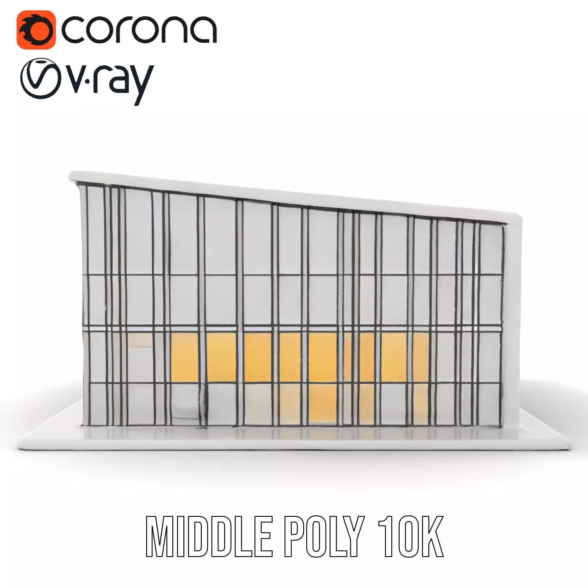 Contemporary Glass Facade model pack Low-poly 3D model_6