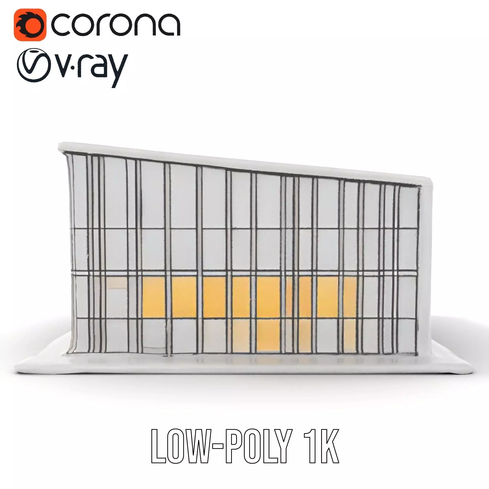 Contemporary Glass Facade model pack Low-poly 3D model_17